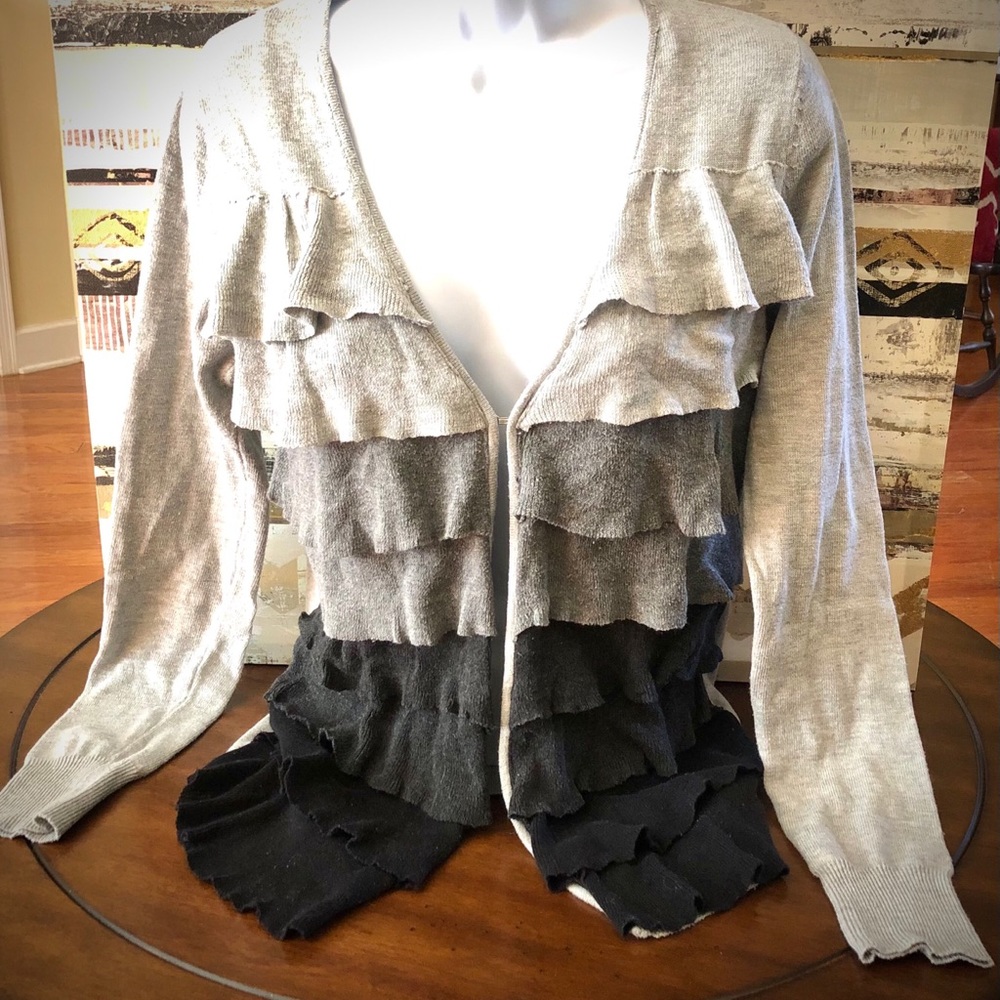 Forever 21 F21 Cardigan Ruffle Color Block Ombré